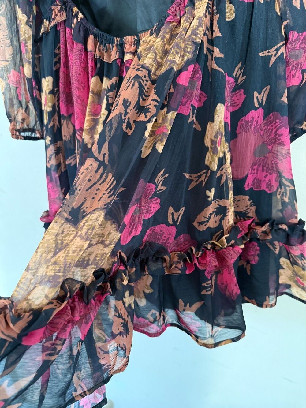NWT Porridge by Anthropologie Puff-Sleeved Floral Mini Dress Size 2XLarge Whimsy - Picture 16 of 16